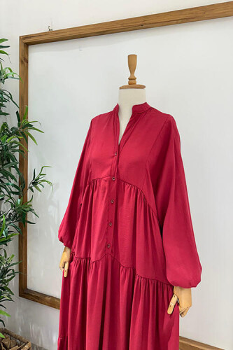 BASİC ELBİSE Bordo - 2