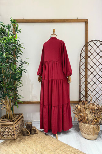 BASİC ELBİSE Bordo - 4
