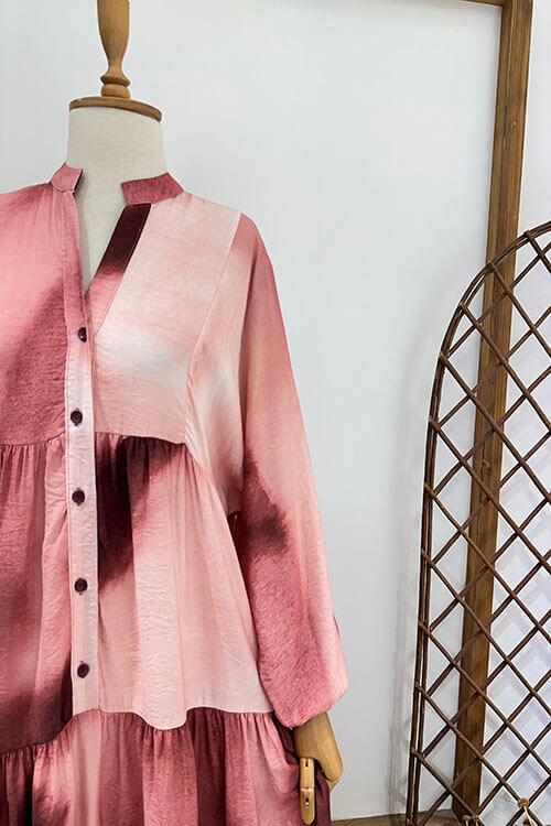 BATİK DESEN ELBİSE Pembe - 3