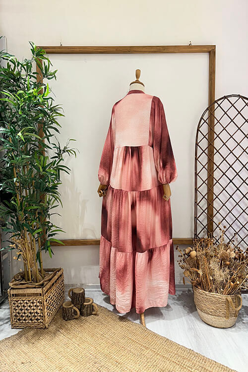 BATİK DESEN ELBİSE Pembe - 4