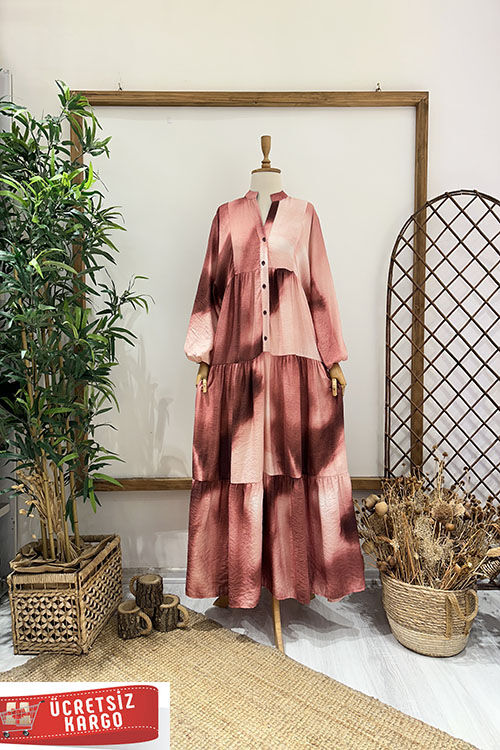 BATİK DESEN ELBİSE Pembe - 1