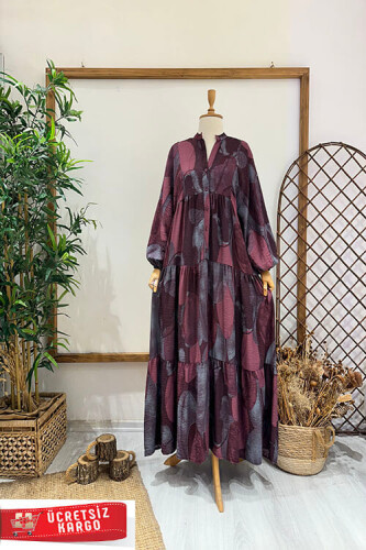 CİRCLE ELBİSE Bordo - 1
