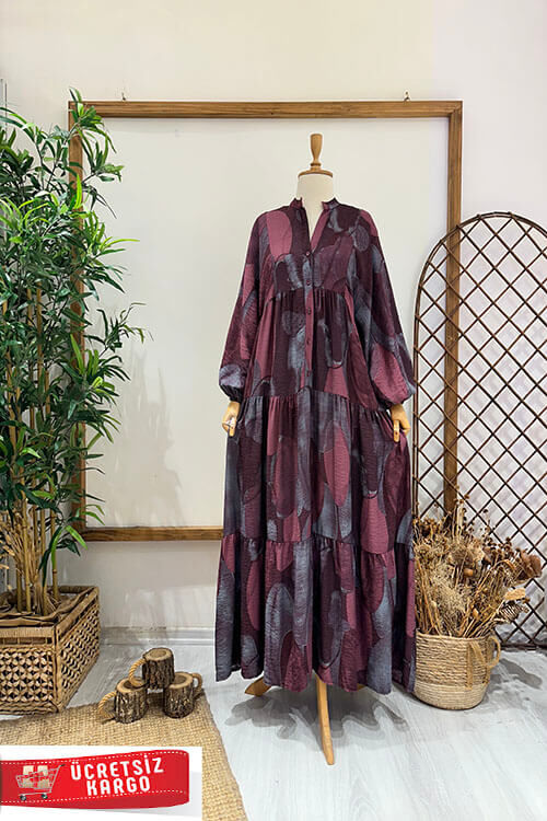 CİRCLE ELBİSE Bordo - 1