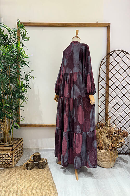 CİRCLE ELBİSE Bordo - 3