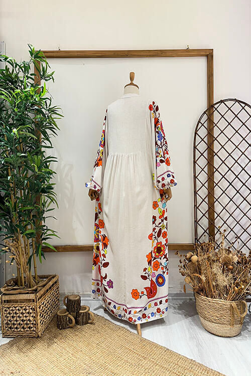 DÜĞMELİ BAHAR ELBİSE Taş - 4
