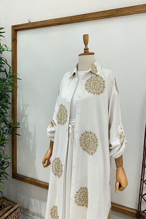 KETEN TURA PANTOLONLU TAKIM Taş - 2