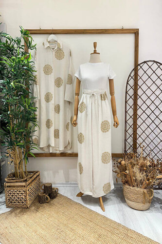 KETEN TURA PANTOLONLU TAKIM Taş - 5